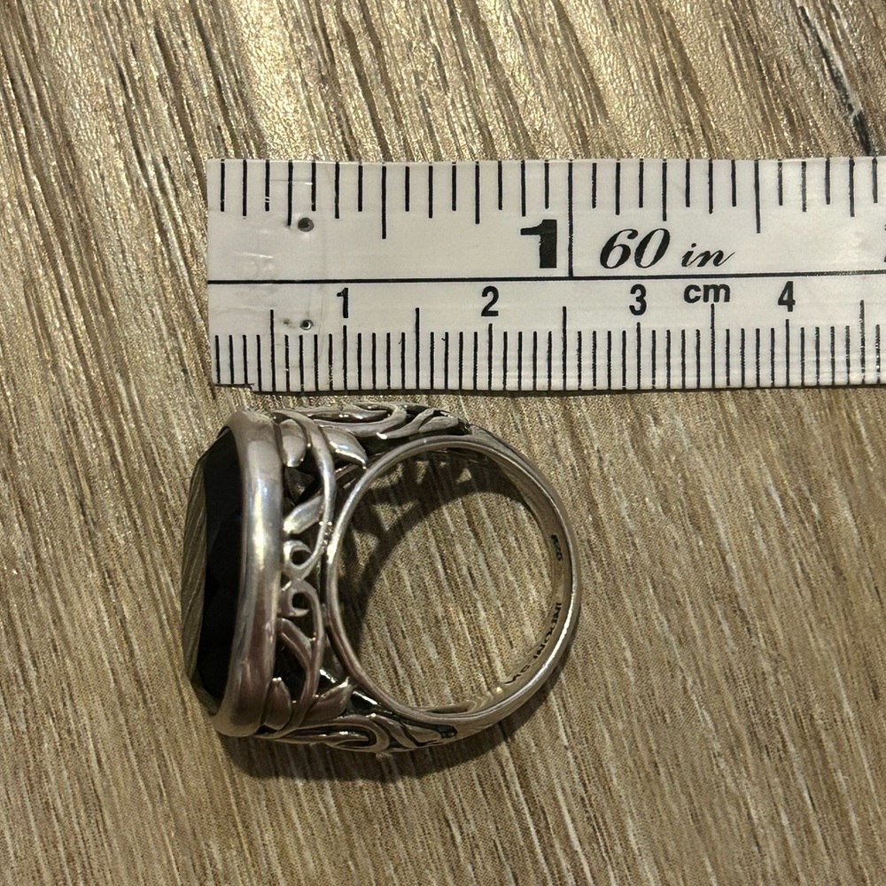 Silpada Ring Size 7 Black Oval Chalcedony Gemstone 925 Sterling Silver Indonesia - Picture 14 of 14